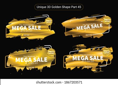 3D Abstrakter Goldener Metalltext für Bannerdesign. Vorlage aus Vektorgrafik .