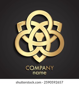 3d abstract golden ornamental logo design