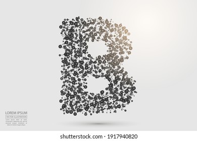 3D Abstract gray letters on a white background. Consist of triangles, lines, circles, threads, points and connections. Vector illustration eps 10. 