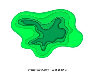3D abstract green wave background with paper cut shapes. Vector design layout for business presentations, flyers, posters. Eps10.
