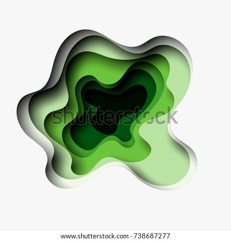 3D abstract green wave background with paper cut shapes. Vector design layout for business presentations. Ecology concept. Eps10.