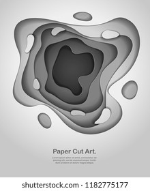 3D abstract grey background with paper cut shapes. Vector illustration in paper cut style. layout for business card, presentations, flyers or posters. 