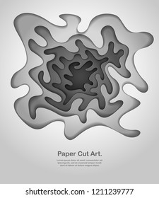 3D abstract grey background with paper cut shapes. Vector illustration in paper cut style. layout for business card, presentations, flyers or posters. 