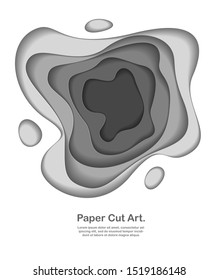 3D abstract grey background with paper cut shapes. Vector illustration in paper cut style. layout for business card, presentations, flyers or posters. 