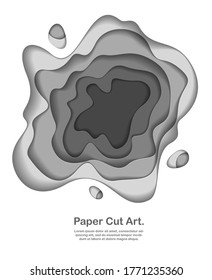 Fondo gris abstracto 3D con formas de corte de papel. Ilustración vectorial en el estilo de corte de papel. diseño para tarjeta de visita, presentaciones, folletos o carteles. 