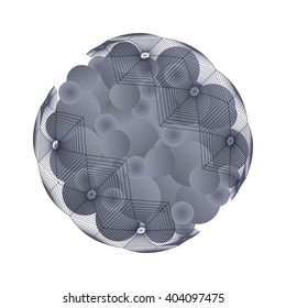 3d abstract grid sphere of hexagons and balls. Vector illustration.