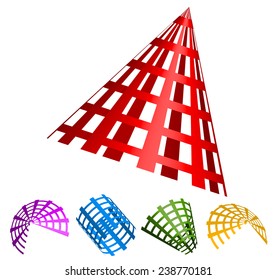 3d abstract gridded shapes. 3D mesh shapes.