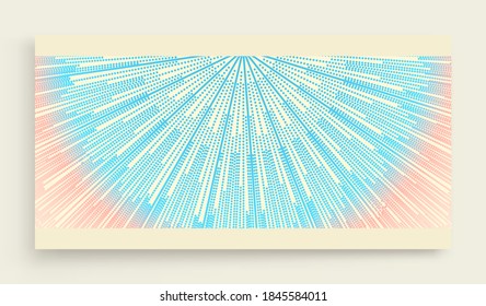 3d abstract half-round. Array with dynamic particles. Cover design template. Vector illustration.