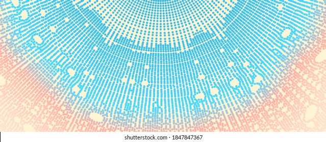3d abstract half-round. Array with dynamic particles. Cover design template. Vector illustration.