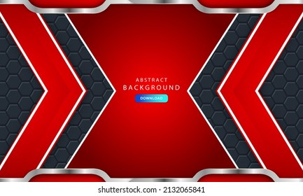 3D abstract hexagon dark red background