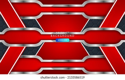 Arrière-plan abstrait hexagone noir et rouge 3D