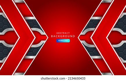 3D abstract hexagon dark red background