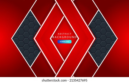 3D abstract hexagon dark red background