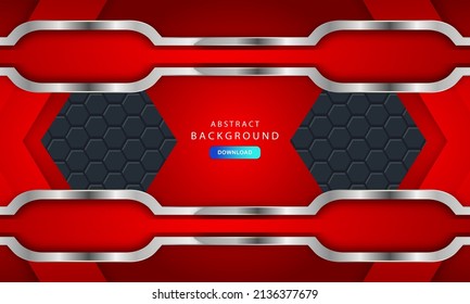 3D-Abstraktes Hexagon, dunkelroter Hintergrund