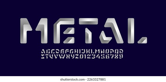 Tipo de letra del alfabeto 3D abstract de alta tecnología tecno, para el futuro diseño de espacio logotipo o nombre de marca o juego, ilustración vectorial 10EPS