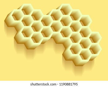 3D Abstract honeycomb hexagon yellow shade pattern vector background