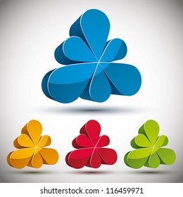 3d abstract icon with 6 petals, vector.