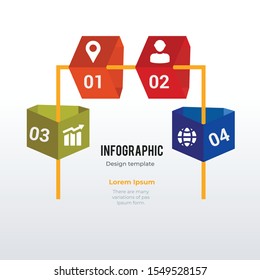 3D abstract infographic template design. Business concept infograph with 4 options, steps or processes. Vector visualization can be used for workflow layout, diagram, annual report, web