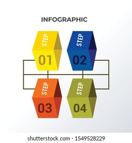 3D abstract infographic template design. Business concept infograph with 4 options, steps or processes. Vector visualization can be used for workflow layout, diagram, annual report, web