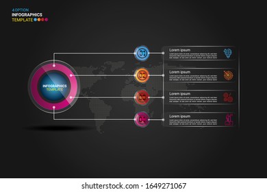 Vorlage für abstrakte Infografiken mit 4 Zahlenoptionen. Vektorillustration. Kann für Workflow-Layout, Diagramm, Business Step-Optionen, Banner, Web-Design verwendet werden