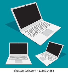 3d abstract laptop with different angles - vector clipart