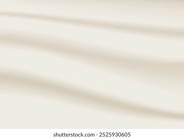 3D abstract light beige gradient background. Minimalistic subtle wavy silk texture. Vector illustration.