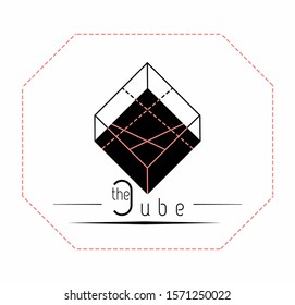 3d abstract line and cube 