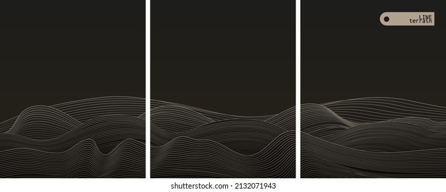 3D Abstract Line Style Terrain Background. EPS10 Vector