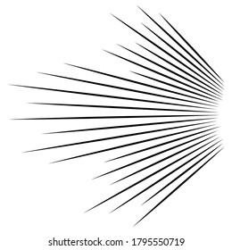 3D Abstract lines. Dynamic straight burst lines in perspective. Radial, radiating stripes. Rapid rays, beams in motion