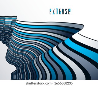 3D abstract lines in perspective vector background, modern trendy design element, cool style layout for ads posters banners and covers, retro template.