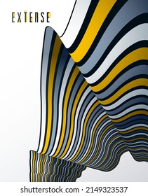 3D abstract lines in perspective vector background, modern trendy design element, cool style layout for ads posters banners and covers, retro template.