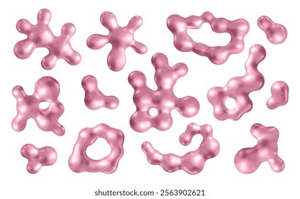 3d abstract liquid blob shapes vector set