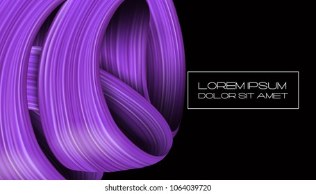 3d abstract liquid fluid design. Colorful modern background with twisted brush stroke, smear waves, paint splash curl.
