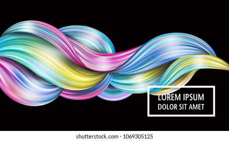 3d abstract liquid fluid design. Colorful modern background with twisted brush stroke, smear waves, paint splash curl.