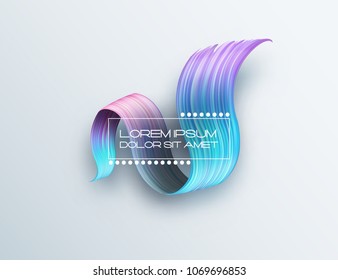 3d abstract liquid fluid design. Colorful modern background with twisted brush stroke, smear waves, paint splash curl.