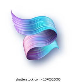 3d abstract liquid fluid design. Colorful twisted brush stroke, smear waves, paint splash curl isolated on white background