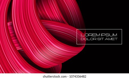3d abstract liquid fluid design. Colorful modern background with twisted brush stroke, smear waves, paint splash curl.