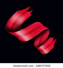 3d abstract liquid fluid design. Colorful modern background with twisted brush stroke, smear wave,  splash curl of red paint
