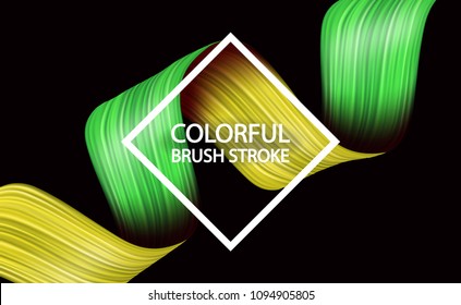 3d abstract liquid fluid design. Colorful modern background with twisted brush stroke, smear wave,  splash curl of colorful paint