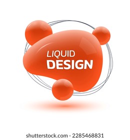 3.ª forma líquida abstracta. Insignia o logotipo fluido. Diseño moderno de burbujas orgánicas para pancartas o afiches. Plantilla de elementos dinámicos para presentación, volante o portada. Ilustración vectorial.