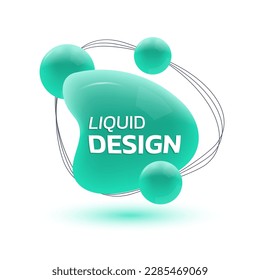 3.ª forma líquida abstracta. Insignia o logotipo fluido. Diseño moderno de burbujas orgánicas para pancartas o afiches. Plantilla de elementos dinámicos para presentación, volante o portada. Ilustración vectorial.