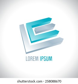 3D Abstract Logo Resembling Letters L And E.