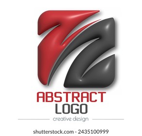 3d abstract logo. a template for an emblem, sticker, or brand. An idea for a social network, community, website or application
