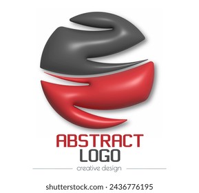 logo abstracto 3d. una plantilla para un emblema, etiqueta adhesiva o marca. Una idea para una red social, comunidad, sitio web o aplicación