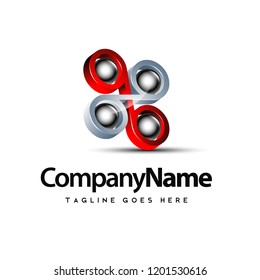 3D abstract logo, vector design with glossy and sharp color combinations, cool design illustrations for industry logo and world logo concepts in the future