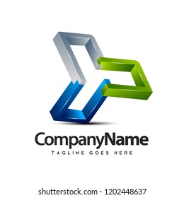 3D abstract logo, vector design with glossy and sharp color combinations, cool design illustrations for industry logo and world logo concepts in the future