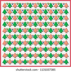 3D abstract look vector illustration of Christmas trees together with little mushroom in pale red and green colour pattern suitable for any kind of decorative items or fashionable items