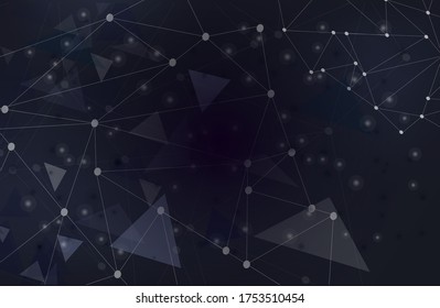 3D Abstract Mesh Background with Circles and particles on a dark background. Music background equalizer concept. Big Data Stream Visualization