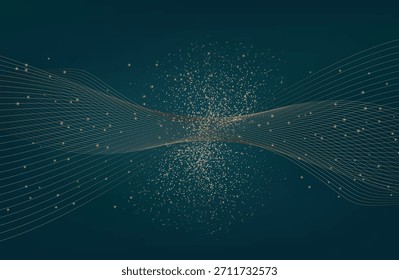 Fondo de malla Abstractas 3D con círculos, líneas y Formas | Diseño EPS10 Diseño para su negocio. Diseño de fondo Premium con patrón de línea blanca (textura) en color verde azulado transformador de lujo.