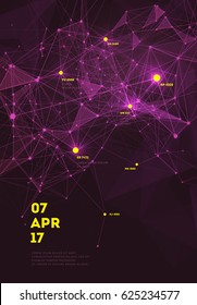 3D Abstract Mesh Background with Circles, Lines and triangular Shapes Design Layout for Your Business. Vector Illustration